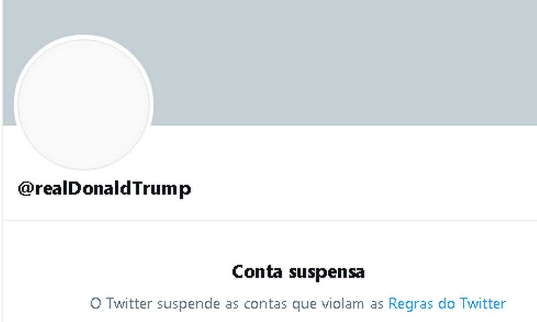 A conta de Donald Trump no Twitter foi suspensa por violar regras da rede social